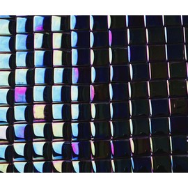 CHICSHIS Iridescent Square Mosaic Tiles for Crafts, 10.58oz Small Crystal Mosaic Glass Pieces Bulk for Mosaic Beginner, 10mm Tile for Art Glass Project, Ideal for Handmade Mosaic Home Decor, Black