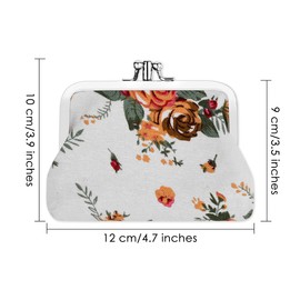 DS. DISTINCTIVE STYLE Coin Purses (2 Compartments) Floral Kiss-Lock Change Pouch Canvas Clasp Closure Wallet for Women