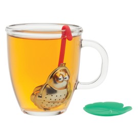 HIC Tea Infuser with Drip Tray, Frog and Lily Pad, 18/8 Stainless Steel with BPA-Free Plastic