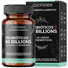 Probioticos para Mujer 60B  Prebióticos  15 Cepas para bienestar femenino  Con tecnología de liberación tardía  Complementado con Inulina de Agave... 