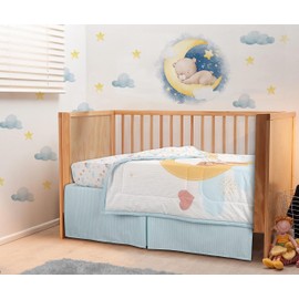 Bedward 100 Percent Cotton (Excluding Quilt Filling) 3 Piece Baby, Toddler Crib Bedding Set ; Includes Fitted Sheet, Bed Skirt and Comforter Quilt for Nursery (Dreaming of Tomorrow) 100C20213