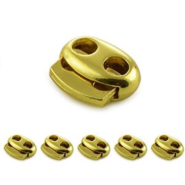 Ganzoo Set of Elegant Metal Cord Stopper/Cord Clamp (Double Hole) for Ropes, Jackets and Much More Made of Metal, Brand (Set of 5, Gold)