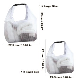 YUEcthynous White Mesh Shower Bag, Pack of 2 Mesh Shower Bags, Women Waterproof Toiletry Bag for Men and Women, Lightweight, Ideal for Travel, Gym, Beach (2 Sizes)