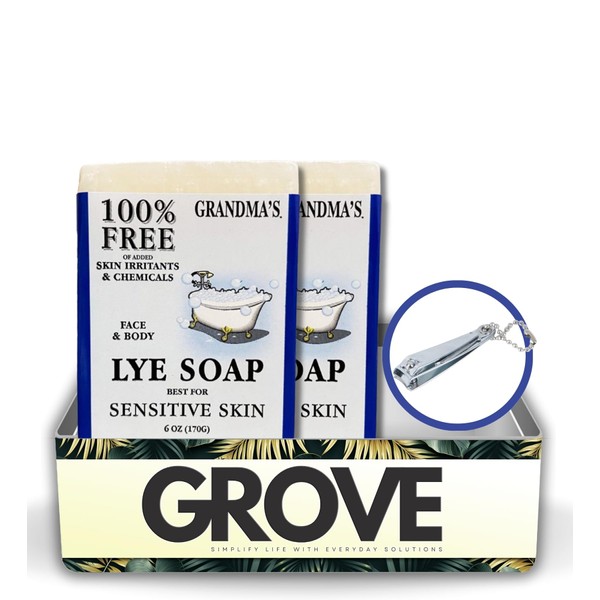 Grandma's Lye Bar Soap 6 oz Bundle with Nail Clipper