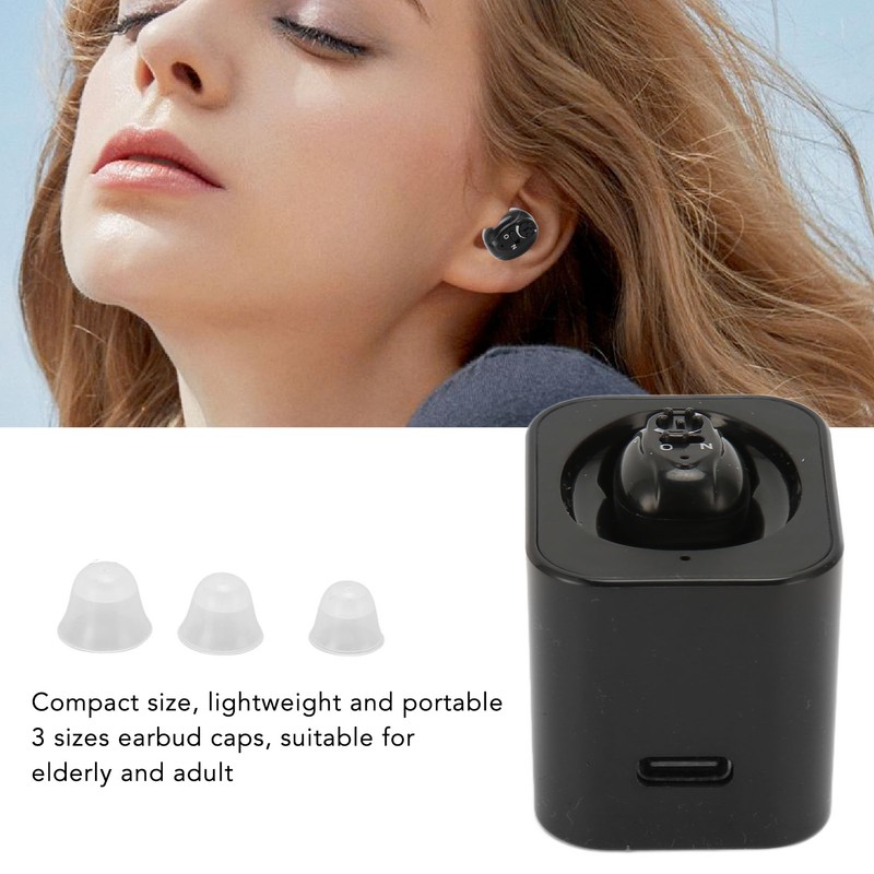 Single Earbud Adjustable Volume Sound Aid USB Charging Hearing Earphone