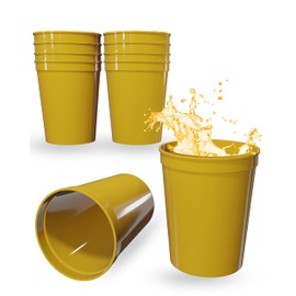 PartyPrints 100 Pack 16 Oz Yellow Reusable Blank Plastic Cups, Stadium Cups Bulk – BPA Free Dishwasher Safe Party Cups, Colored Cups Perfect for Party, Wedding, Birthday Graduation, Clubs