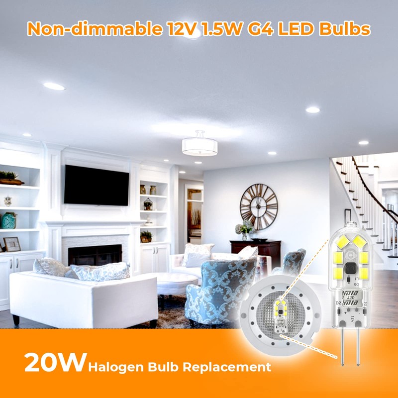 YUIIP G4 LED Bulb, AC/DC 12V JC G4 Bi Pin