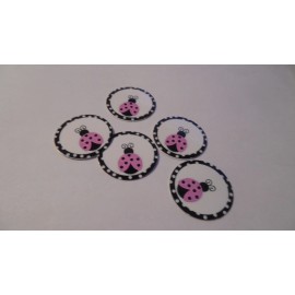Unbranded Pre Cut One Inch Bottle Cap Images PINK LADY BUGS Free Shipping - photo, 15 images