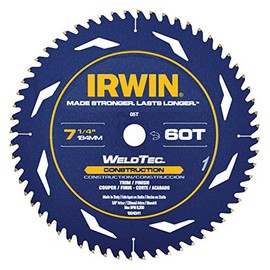 Irwin Tools 1934342 60-Tooth WeldTec Corded Circular Trim/Finish Saw Blade, 7-1/4"