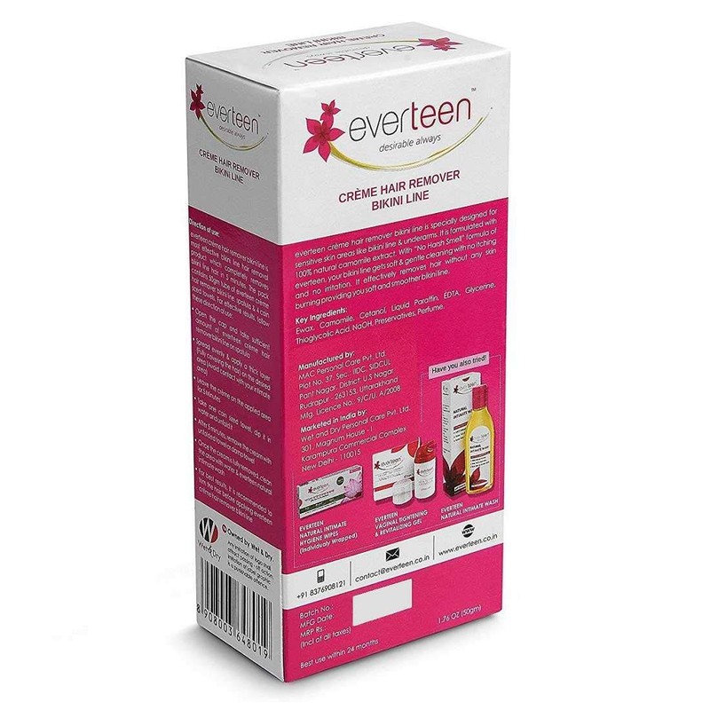 everteen Hair Remover Creme 50g for Bikini Line & Underarms