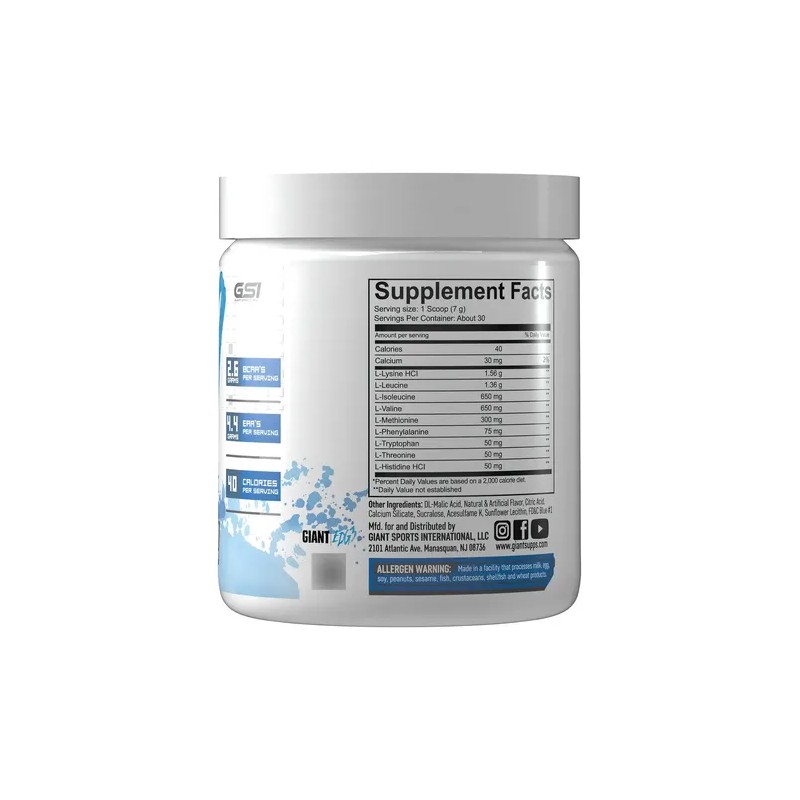 Giant BCAAs EAAs Aminoácidos Cadena Ramificada BCAA EAA Supplement Blue