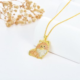 Dog Necklaces 24 Breeds of Dogs Necklaces S925 Sterling Silver Dog Pendant Corgi/Husky/Labrador/Shepherd Dog Necklaces for Women, Sterling Silver, Cubic Zirconia