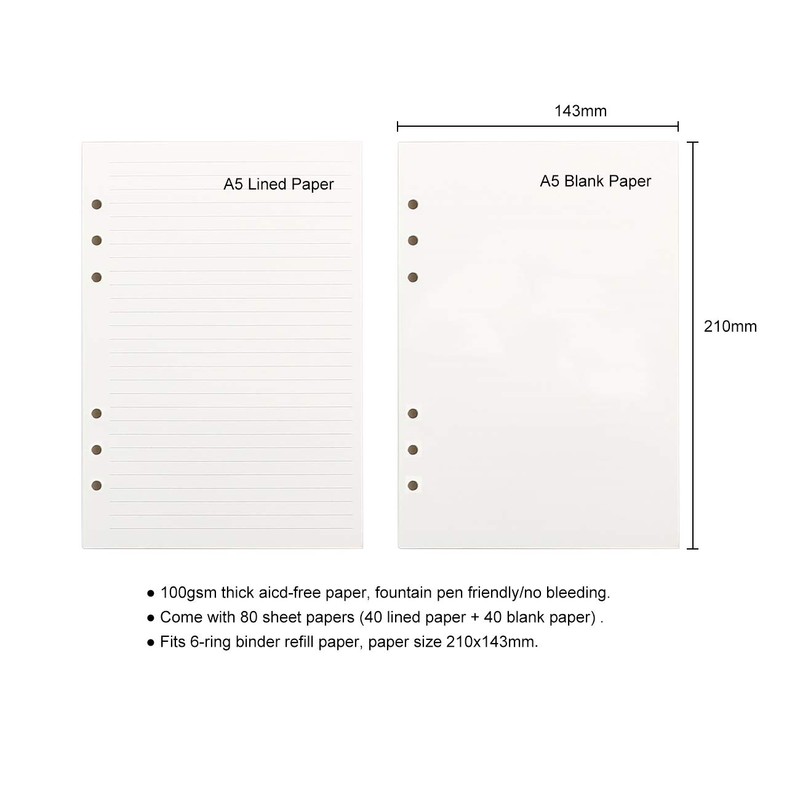 Refillable Leather Journal Writing Notebook, A5 Leather Travel Journal with