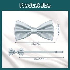 PROUSKY Silvery Pre-Tied Bow Tie for Men & Boy, Tux Bowtie Adjustable Formal Neck Bowtie Satin Bow Tie for Party Wedding, 1 Piece