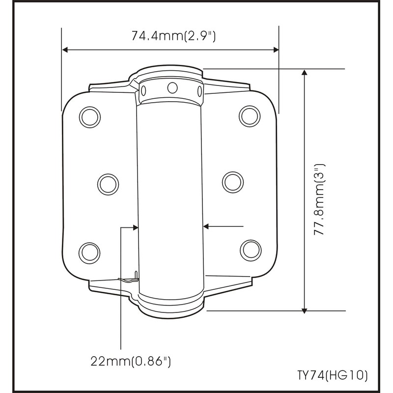 QCAA Adjustable Spring Hinge with Stainless Steel Screw, 3", Zinc,