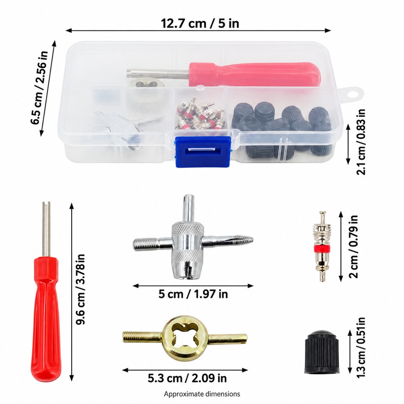 Schrader Valve Core Service Kit for Tire Maintenance – 33-Piece