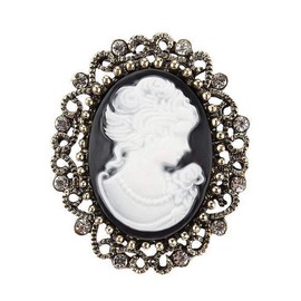 Vintage Style Bronze Steel Cameo Brooch, 4 cm, Acrylic