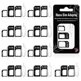 10 Pack Sim Adapter Kit, Sim Card Adapter 4 in 1 Micro Sim Card Adapter Standard Converter Kit with Sim Card Removal Tool and Steel Sim Tray for Smartphone Devices