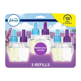 Febreze - Ambientador y eliminador de olores, aceite perfumado, lavanda mediterránea, 3 unidades