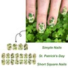 St. Patrick's Day Press on Nails Short Square Green Shamrock
