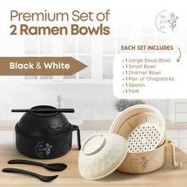 DEPATYA Ramen Noodle Bowls Microwavable, Office College Dorm Room Essentials, Noodles Bowl with Chopsticks Spoon Phone Holder