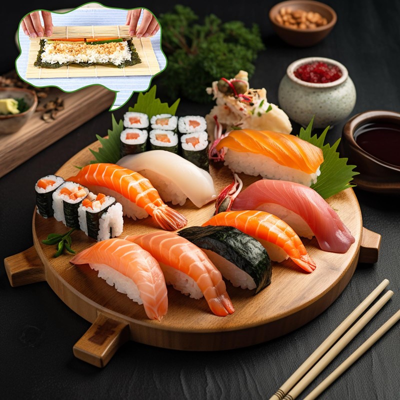 SXTDKMJ 4 PCS Sushi Making Kit, Sushi Rolling Mat Bamboo