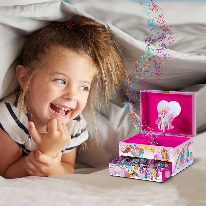 CRAZE Galupy Unicorn Schmuckkästchen Kinder mit Spieluhr, Schmuckschatulle Mädchen mit