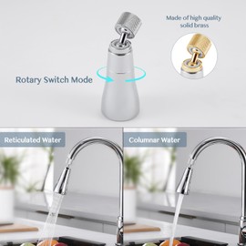 Kitchen Sink Faucet Sprayer Attachment, Movable Kitchen Tap Head 720° Rotatable, Anti-Splash Sink Sprayer Facuet Nozzle Head, Water Saving Faucet Aerator,2 Modes Adjustable Kitchen Faucet Head Chrome