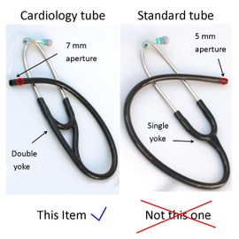 Stethoscope Tubing by Truaevum - Compatible Replacement Kit fits Littmann(r) Master Cardiology(r) Stethoscope & Cardiology III(r) Stethoscope - Double Bore Tube Binaural K7 Black