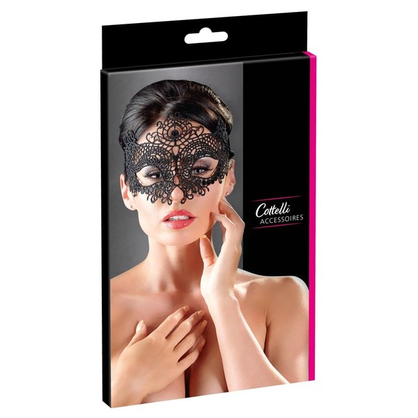 Cottelli Collection Maske bestickt mit Spitze schwarz