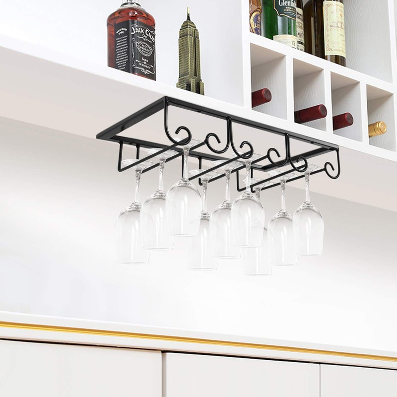 MOCOUM Under Cabinet Glass Rack, Stemware Hanger - 3 Rows