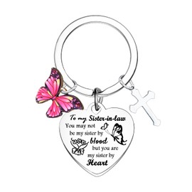 BESPMOSP Sister-In- Law Keyring Funny Sister-In- Law Gifts Cross Keyring Sister in Law Birthday Graduation Gifts for Her Sister In Law Present Sister Gifts
