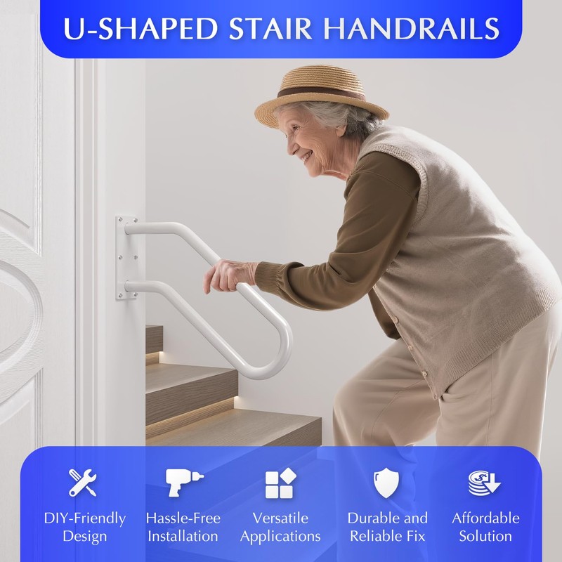Hand Rails for Outdoor 1-2 Steps, Indoor Stairs, Bathroom, Wall
