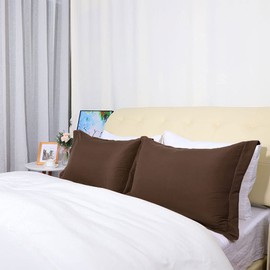 sourcing map Pillow Shams 2 Pack Soft Brushed Microfiber Envelope Closure Pillowcases Brown 50 x 65cm