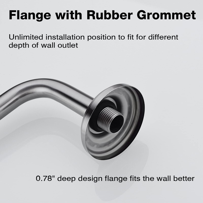 TRUSTMI 12 Inch S Shaped Shower Arm with Flange Heavy