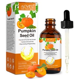 Pumpkin Seed Oil 2.02Fl Oz, Pure Cold Pressed Pumpkin Seed Oil for Dry Damaged Hair Growth, Moisturizing Scalp, Nourishment for All Hair Types
