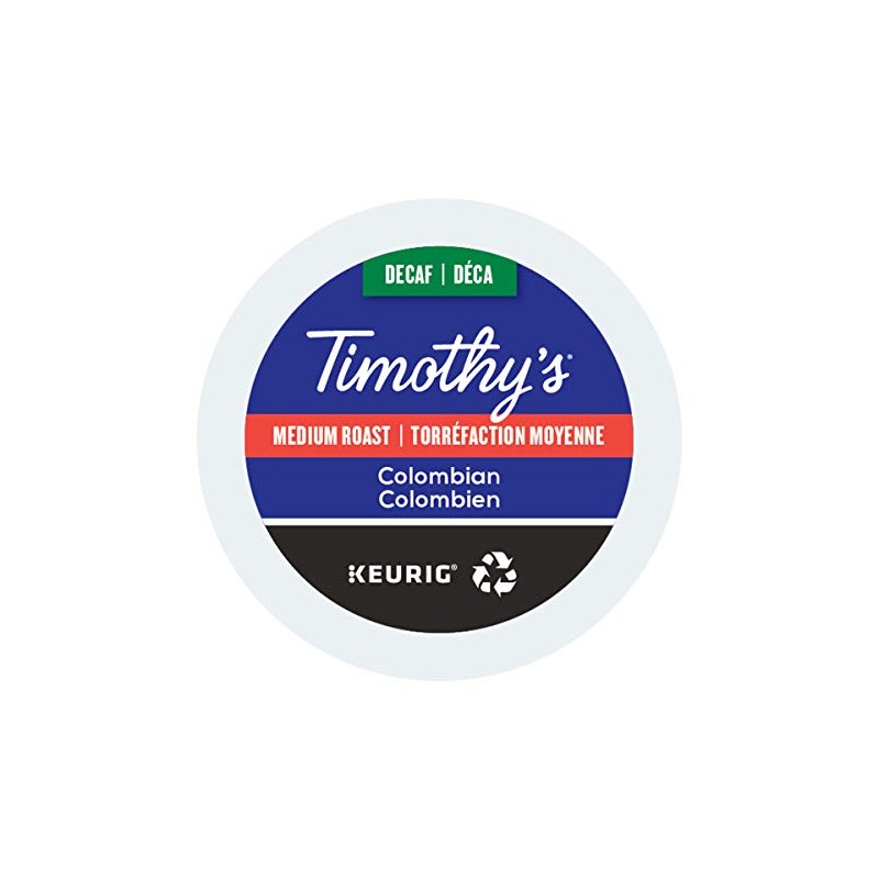 Timothy's World Coffee Decaf Colombian K-Cup Coffee, 24 Count (Pack
