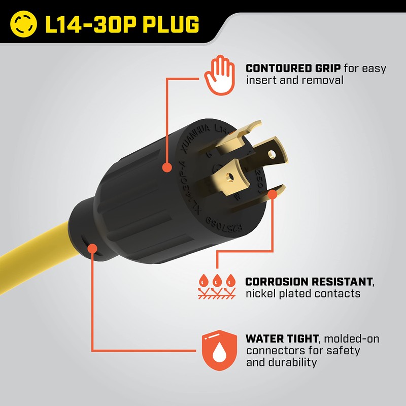 Champion Power Equipment 25-Foot 30-Amp 125/250-Volt Duplex-Style Generator Extension Cord