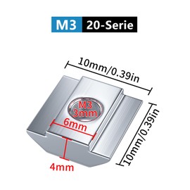 SCOOYUCK Pack of 50 Slot Nuts M3, Series 20 Sliding Nuts, T Nut Hammer Nut, for Aluminium Profile Extrusion Slot Rail (EU20-M3)