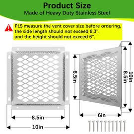 Dryer Exhaust Guard Vent Cover,Dryer Vent Bird Guard for Most 5" to 6" Exhaust Fan Cover, 8.5"Lx8.5"Wx6"H Stainless Steel Ventilation Bird Cage for Bathroom Exhaust Ventilation Fan