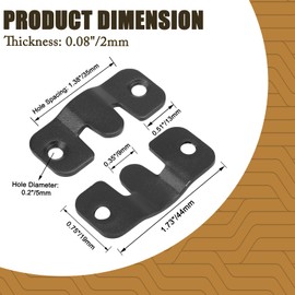 Luomorgo 10 Pack Small Black Flush Mount Bracket, 44x19mm (1-3/4 x 3/4 inch) Z-Clips, Heavy Duty Picture Hangers Interlocking Photo Frame Hook for Hanging Headboards, Display Wall Mount Hardware