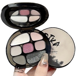 Smokey Eyeshadow Palette, Glitter & Matte Eye Shadow Pallets for Women, 8 Colors Shimmer Pressed Pigments Black Gray Pink Eye Shadows Make-Up Palette, Smokey Gothic Eyeshadow Gift