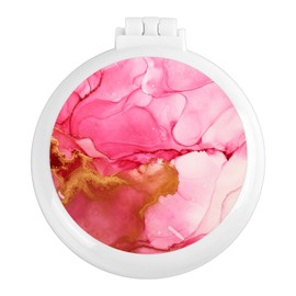 Mengduxd Mini Hairbrush, Collapsible Pocket Hairbrush with Mirror, Portable Hairbrush, Women Travel Small Hairbrush.Red Marble