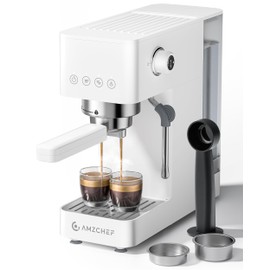 AMZCHEF Espresso Machine 20 Bar, Compact Espresso Maker with Steam Milk Frother, Coffee Maker with 40oz Removable Water Tank for Home, Coffee Machine for Cappuccino, Latte, Americano, 1350W