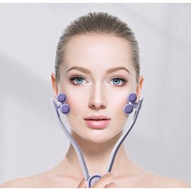 V Shape Face Slimming Massager Roller Manual Facial Beauty Tool for Cheek & Chin Lift, Y Shape Design for Contouring & Sculpting, Portable Face Roller for Skin Care & Slimming (Pink)