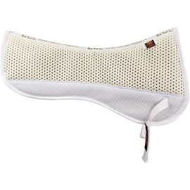 ECP Equine Comfort Products Grip Tech Non Slip Half Saddle Pad for Horses, Breathable, Shock Absorbing, Compression Foam with Cotton Lining, English Riding Pad for Jumping, Training & Eventing, White