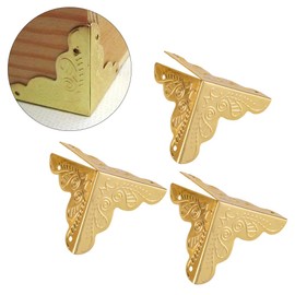 Haofy 12pcs Corner Decorative Protectors for Metal Box Jewelry Gift Case, Desk Edge Safety Bumpers Iron Edge Cover Guard(Gold)