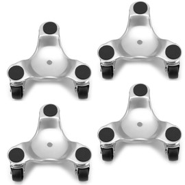 CEZOOWYEX Set of 4 Steel Tri Dolly Caster, 200 lbs Load Capacity 3 Wheel Dolly, Heavy Duty Furniture Mover’s Rollers Smoothly for Moving Cabinet, Table, Appliances, 6 Inch
