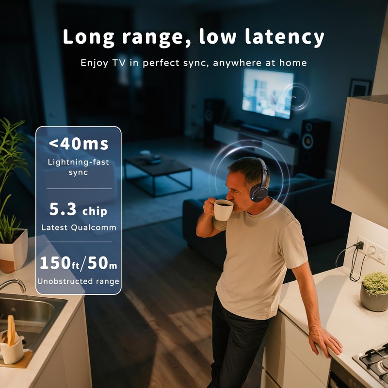 Wireless Headphones for TV Watching, BKM400 TV Headphones Wireless for