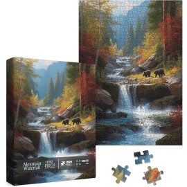 Brand: Larkipuzz Autumn Waterfall Landscape Puzzles for Adults 1000 Pieces, Nature Forest...